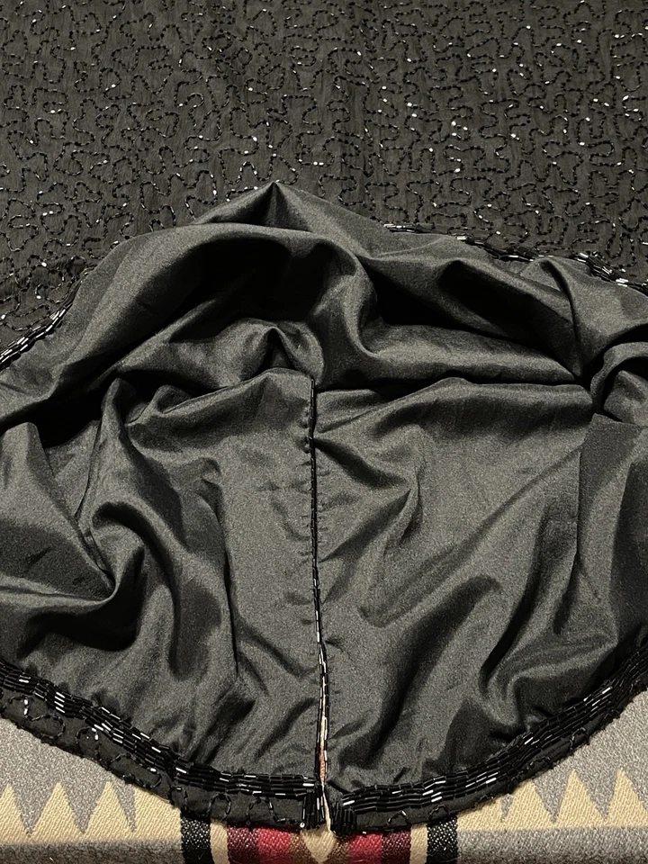 Vestido de cóctel Lawrence Kazar de seda con cuentas S/M perlas negras de colección T37 Foto 3 de 4