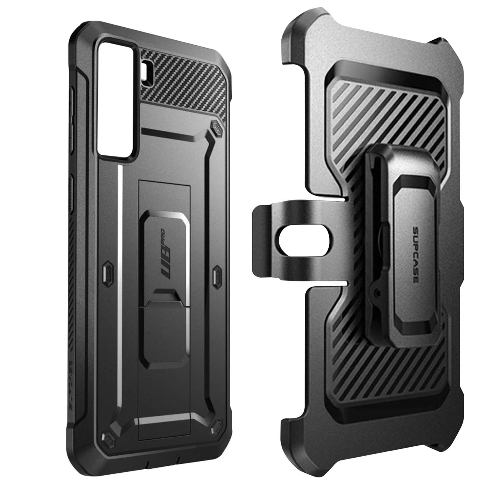 Coque Galaxy S22 antichoc noire Supcase Unicorn Beetle Pro avec béquille intégrée
