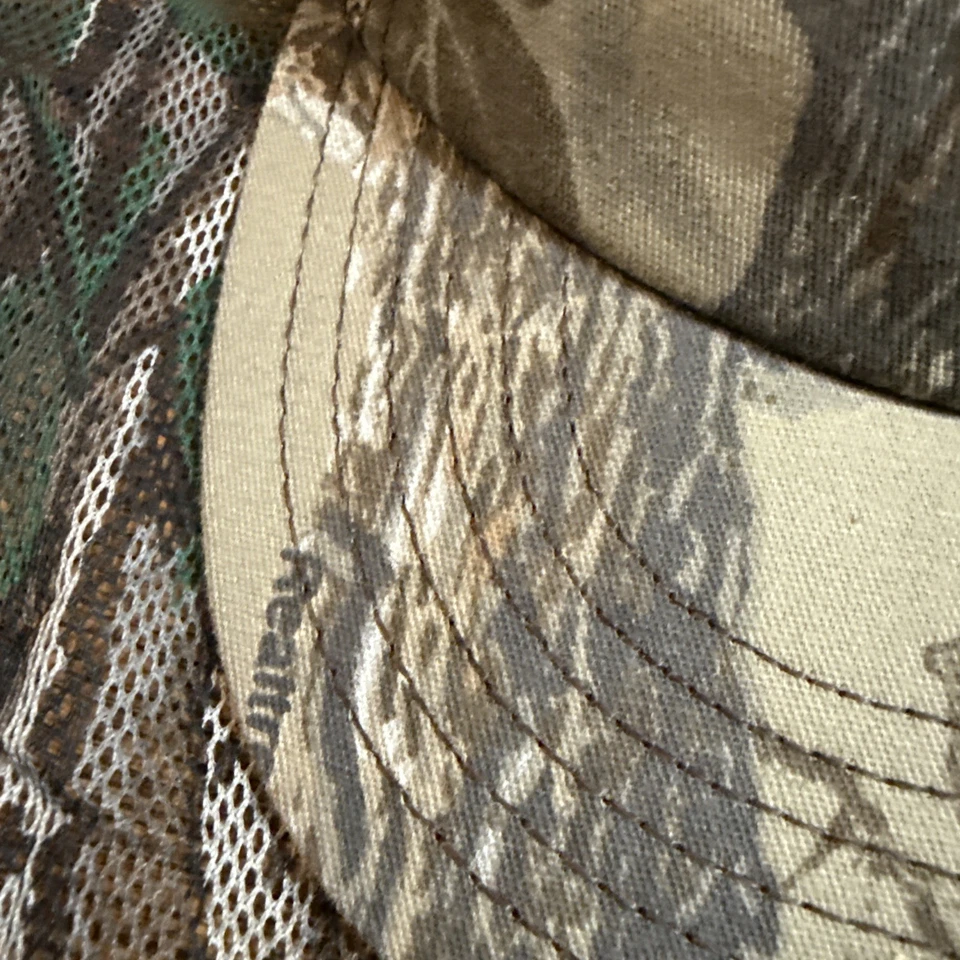 Vintage Treebark Realtree Advantage Camo Hat With  Face Mask Net SnapBack USA - Image 3 of 4