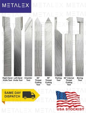 12mm HSS Lathe Pre Formed Tools 8 Pieces Set Square Shank  TURNING THREADING