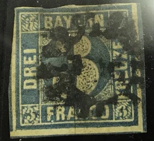 Bavaria (German State) Stamp Scott #2, Used,