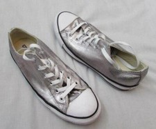CONVERSE All Star girls kids sz 2 silver metallic sparkle sneakers shoes