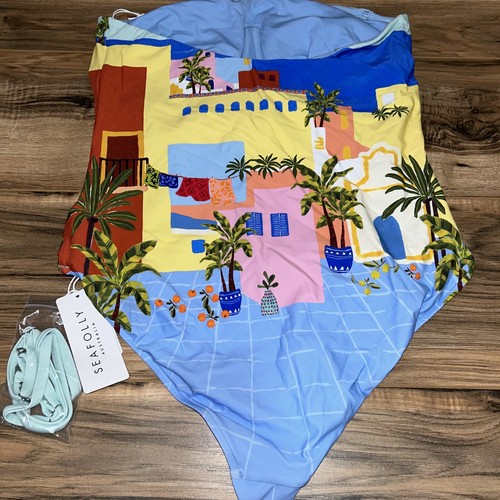 🩷US 12🩷Seafolly AZURE On Vacation Bandeau Underwire One-Piece Swimsuit, DD - Picture 6 of 10