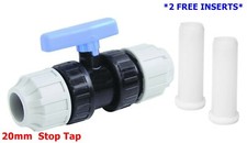 20mm Blue MDPE Water Pipe Stopcock Stop Cock Tap Water Main Switch Ball Type