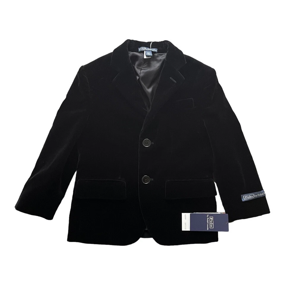 Новый $475 Polo Ralph Lauren Kids мальчиков бархат блейзер смокинг пальто опрятный черный 4Y - Изображение 3 из 4