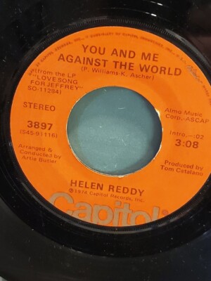 HELEN REDDY 7'' 45 RPM - ''You and Me Against the World'' ''Love Song for Jeffery''