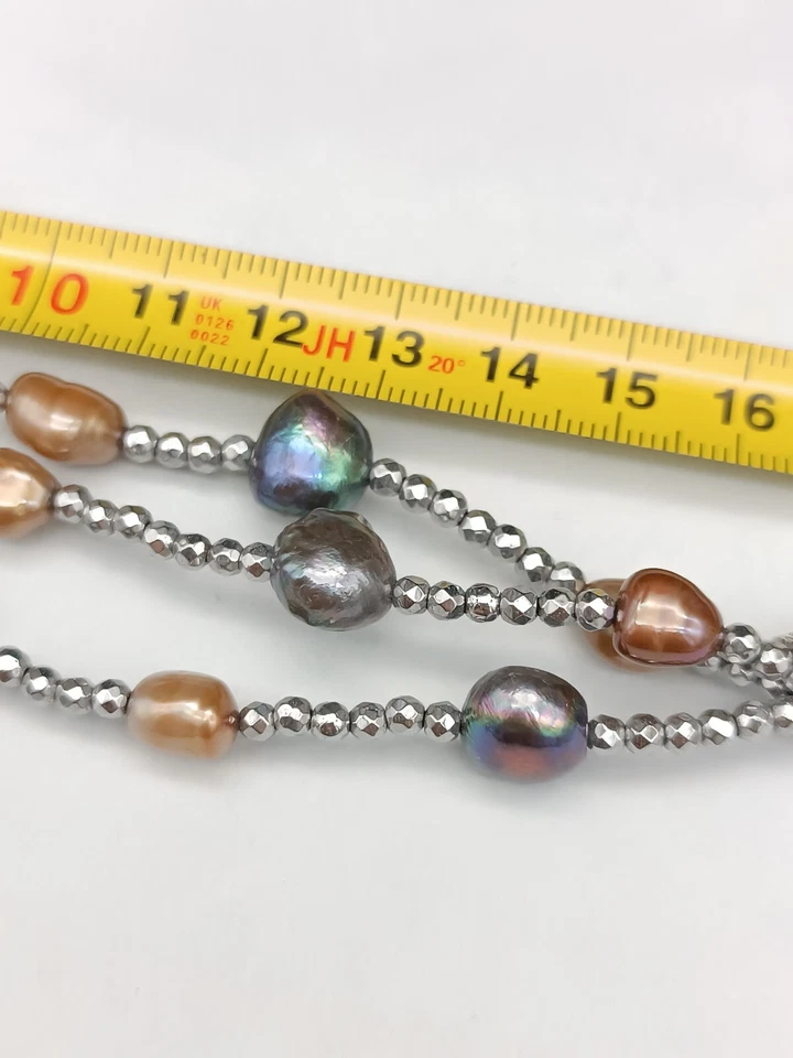 Bracciale donna perla naturale multifilo ematite argento 925 - Immagine 4 di 4