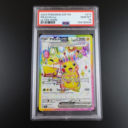 PSA 10 Pikachu ex 219/191 Surging Sparks Graded Pokemon Card