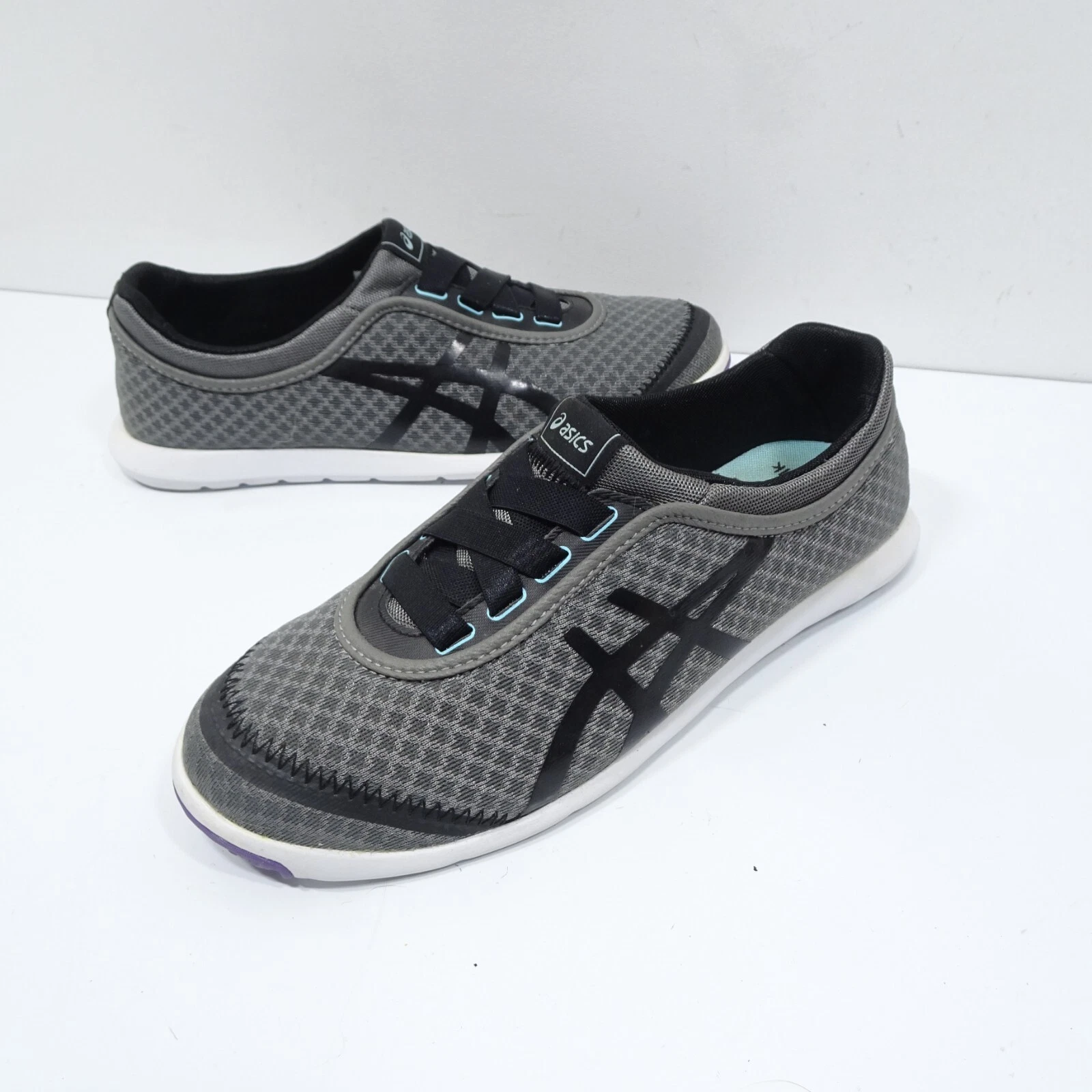 Scarpe Asics Donna 5.5 Metro Walk Sportive Slip On Sneakers Q458N Tessuto Nero