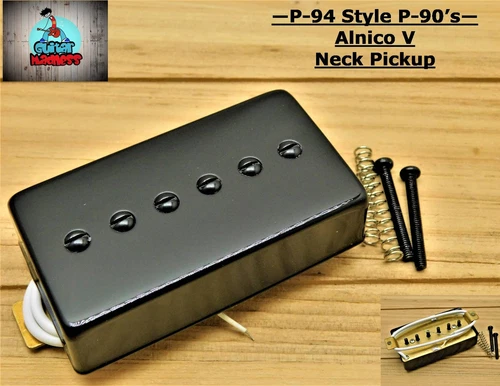 P-94 Style Humbucker sized P-90 Neck Pickup Black Covered ( Alnico 5 )