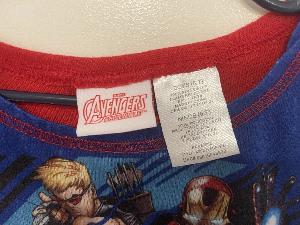 Marvel Niños Vengadores Montar Thor Iron Man Capitán América Hulk PJ Top Azul 6/7 Foto 2 de 4