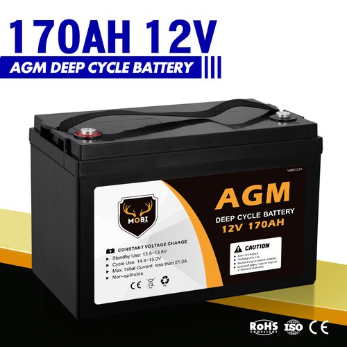 MOBI 12V 170AH AGM Battery Deep Cycle Portable Power Bank For Caravan