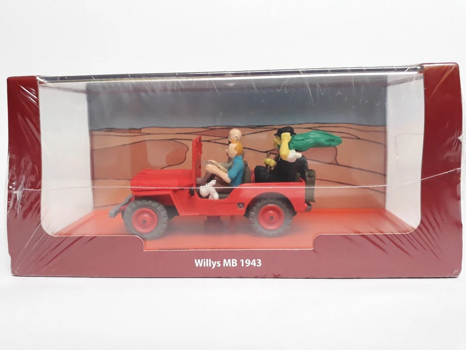 Tintin Nella terra del nero Auto Jeep willys MB 1943 1:43 Herge Milu Atlas - Immagine 3 di 3
