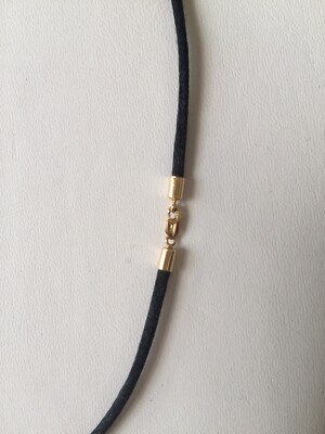 Black Cord 16” Necklace 18K Gold Endcaps | eBay display picture 2