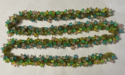 Beaded Handmade Trim Vintage Multicolor Decors Craft 1 yd. NOS - Picture 8 of 9