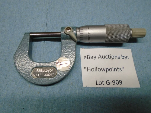 Mitutoyo 103-260 Outside Micrometer 0-1" .0001 Res Ratchet Thimble Carbide  G909