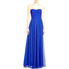 JS COLLECTIONS Blue Illusion Sweetheart Strapless Mesh Formal Gown 8 NEW 285