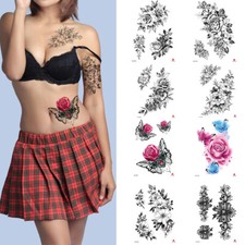 Women Colorful Flowers Tattoo Body Art Waterproof Temporary Arm Tattoos Sticker