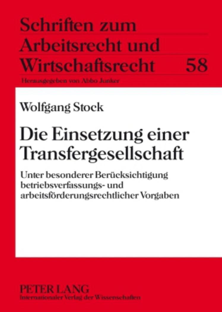 Die Einsetzung Einer Transfergesellschaft | Wolfgang Stock | Buch | Hc