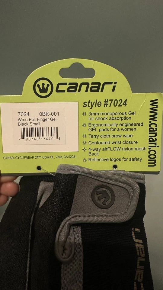 Canari 女士凝胶 xtreme 骑行手套。 小号 (XS) — 第 3/4 张图片