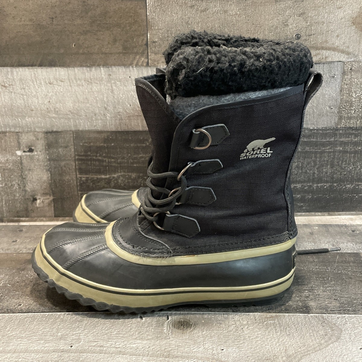 Sorel Winter Waterproof Snow Boots 1964 Pac Black Nylon