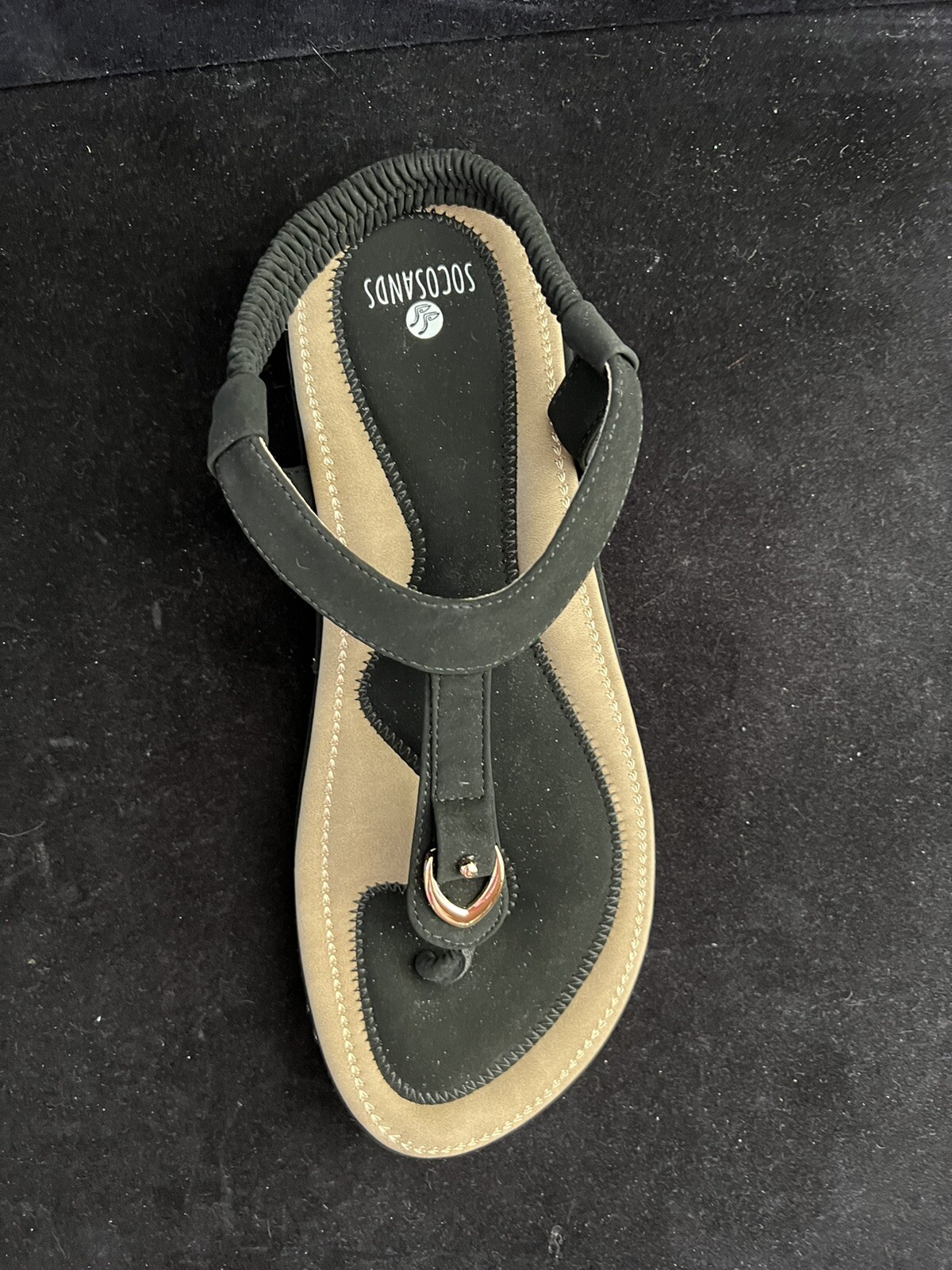 Socosands Women's Comfy Sandals Black Comfort Slip On Summer's Sandals