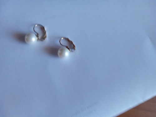 C218 Orecchini Pendenti Perle Chiusura Monachina Acciaio Oro 2cm perla 10mm - Foto 3 di 10