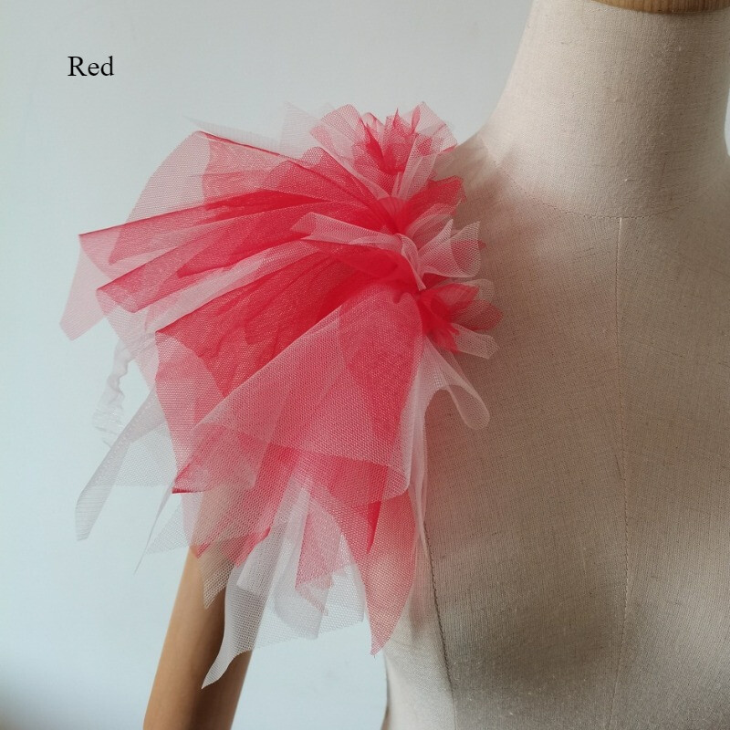 1x Mesh Epaulette Gauze Shoulder Pad Brooch Ruffle Shoulder Board Carnival Decor