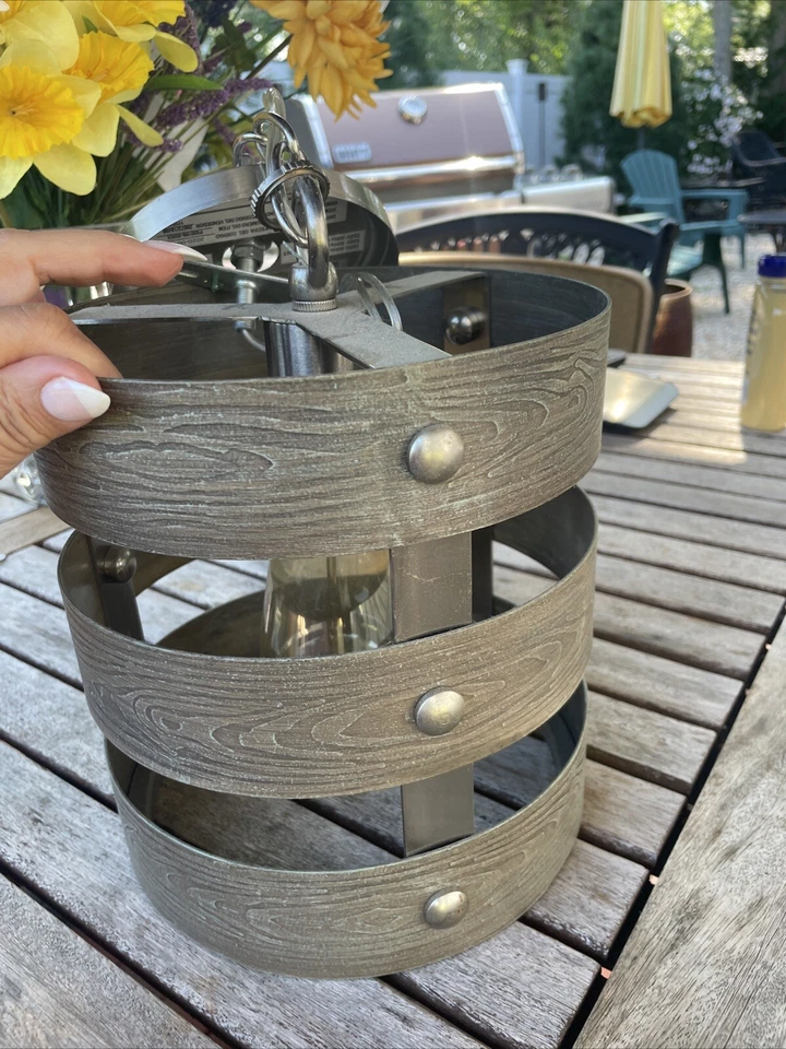 Gulliver 8-1/2 in 1-Light Graphite Chandelier Gray Wood Accents - Image 4 of 4