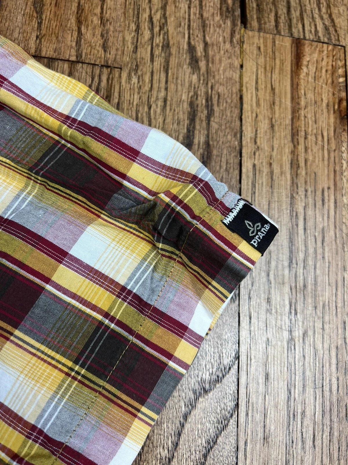 prana breathe plaid pearl snap short sleeve hiking shirt