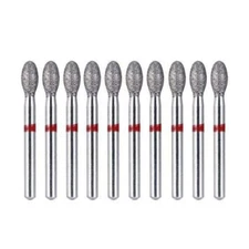 10x Dental Diamond Burs FG Round End Taper Pear 379-023F Fine Red Coarse Grit