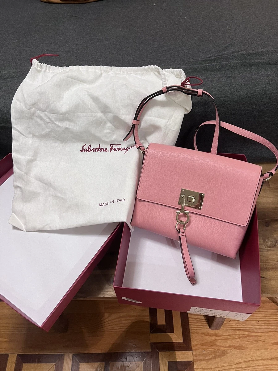 salvatore ferragamo The Studio Desert Rose Flap Bag With Box And Dust Bag