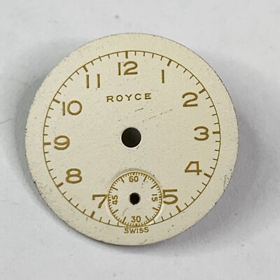 Royce Watch Face Dial 18 mm Swiss Part Watchmaker Repair White Circle Round b
