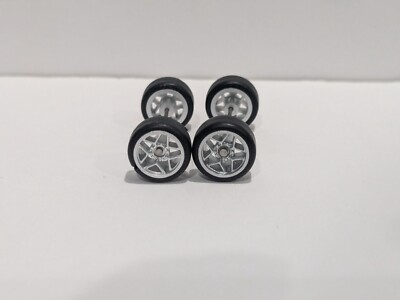 1:64 Scale 10.8mm Silver BBS CF Style Real Rider wheels and tires