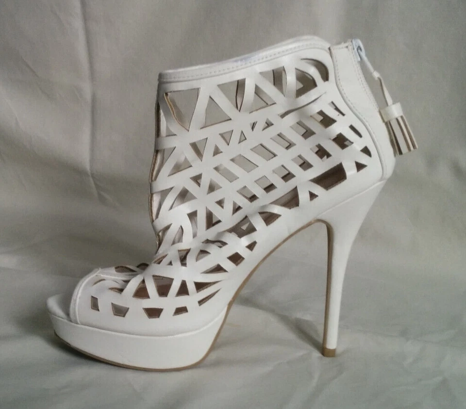 Charlotte Russe Mujer Zapatos Tacón Alto Blanco Peep-toe Stiletto Botines Talla 10 Foto 3 de 4
