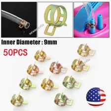 0.3" 9mm 50Pcs Spring Hose Clamps Fastener Fuel Water Line Pipe Air Tube Clip US