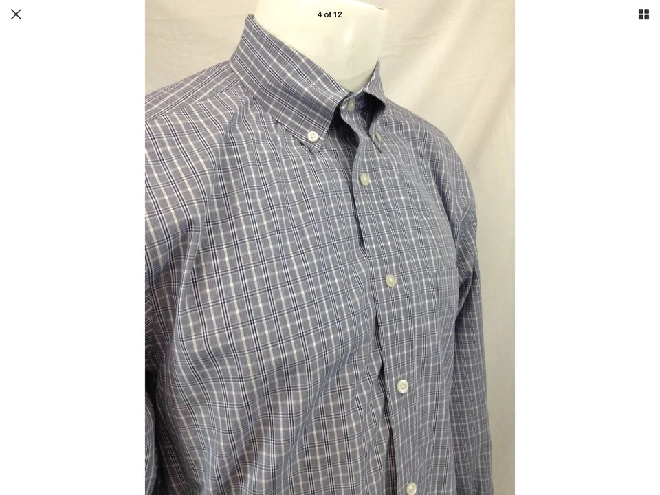 Camisa Daniel Cremieux Signature L Azul Glen Algodón a Cuadros Usada Una Vez BL120 YGI Foto 4 de 4