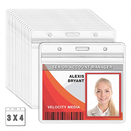 3x4 Horizontal Name Tag Badge Holder 10 Clear Plastic