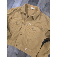 Vintage Georges Marciano for GUESS Boxy Denim Jacket Tan Mustard Made in USA XL