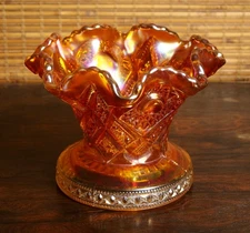Vintage Imperial Marigold Carnival Glass Punch Bowl Stand Base Pretty Pretty