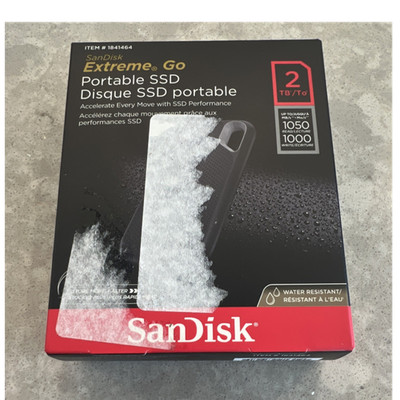 SanDisk Extreme Go Portable SSD 2TB USB 3.2 Gen 2 Water/Shock/Dust Resistant