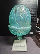 Fenton Opaline Irredesdent Historic Collection Lily of the Valley Fairy Lamp 