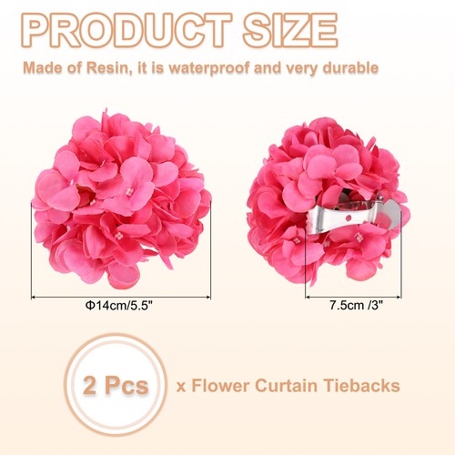 2 Pezzi Floreale Tenda Tieback Artificiale Floreale Drappeggio Porta Clip Rosa Rosso - Foto 2 di 5