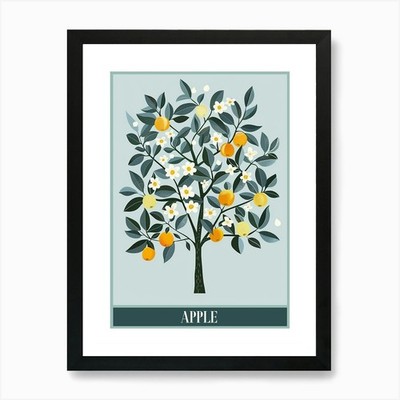 Apple Tree Flat Illustration 1 Post Framed Wall Art Poster Canvas Print Picture