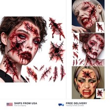 20 Sheets Large Temporary Tattoos Fake Wounds Scars Blood Zombie Halloween
