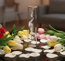 Glass Incense Holder Modern Aroma Stick Burner with Removable Ash Catcher - Yoga