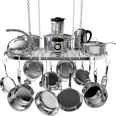 Vdomus Hanging Pot Rack - Ceiling Mount Kitchen Organizer for Pots and Pans with