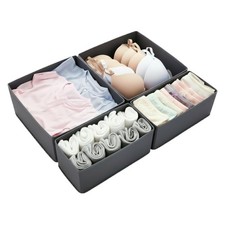 Drawer Organizer Set - 4-Pack Fabric Storage Bins for Clothes Underwear