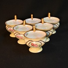 Thomas & Co. Set of 6 Demitasse Cups Hand Painted Roses Luster Gold Bavaria 1930