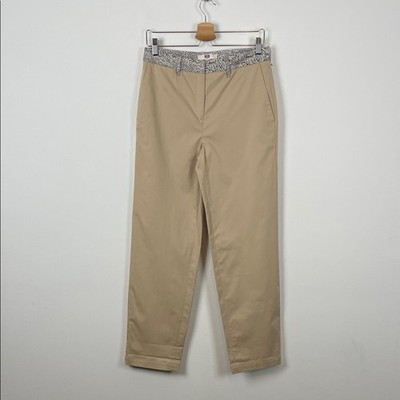 E3 By Etcetera Chino Girlfriend Faux Snake Skin Trim Waist Women's  6 Tan Pants
